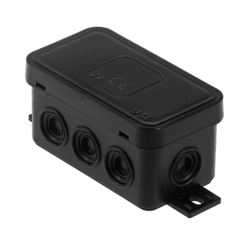 Puszka natynkowa hermetyczna V8 IP54, wymiary: 80x45x41mm, 8-wlotowa z osłabieniami, pokrywka na klik, V8 CZARNA; T-08235, PLASTROL