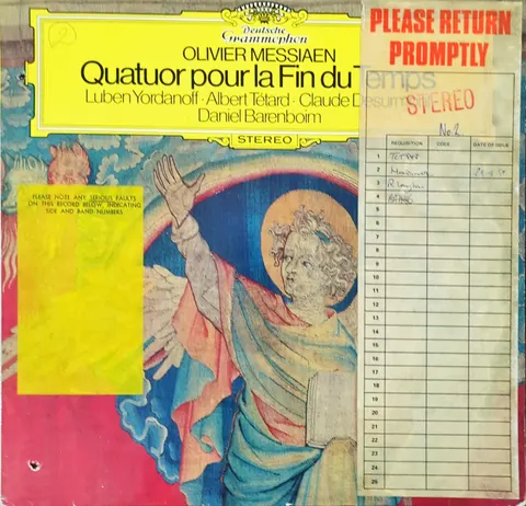 Olivier Messiaen: Quatuor pour la Fin du Temps LP 2531093a Deutsche Grammophon EX