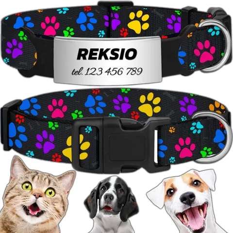 MOCNA OBROŻA REGULOWANA DLA PSA INDETYFIKATOR KOT PIES + GRAWER 40-60cm XL