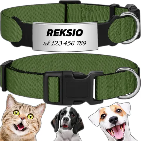 MOCNA OBROŻA REGULOWANA DLA PSA INDETYFIKATOR KOT PIES + GRAWER 35-55cm L