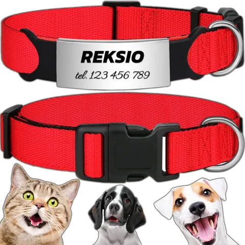 MOCNA OBROŻA REGULOWANA DLA PSA INDETYFIKATOR KOT PIES + GRAWER 35-55cm L