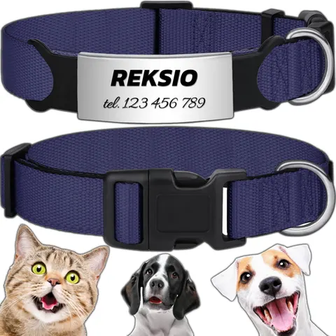 MOCNA OBROŻA REGULOWANA DLA PSA INDETYFIKATOR KOT PIES + GRAWER 30-45cm M