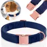 SOLIDNA OBROŻA WELUROWA DLA PSA REGULOWANA MIĘKKA ROSE GOLD 35-55cm L/XL
