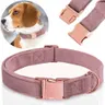 SOLIDNA OBROŻA WELUROWA DLA PSA REGULOWANA MIĘKKA ROSE GOLD 27-45cm S/M