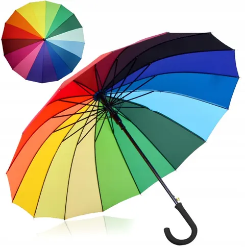 PARASOL PARASOLKA TĘCZOWA DUŻA WYTRZYMAŁA SOLIDNA