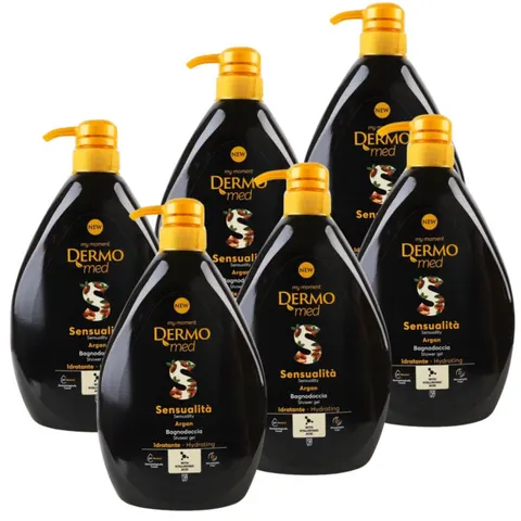 DERMOMED Żel pod prysznic ARGAN, 1000 ml z pompką, pakiet 6 szt.