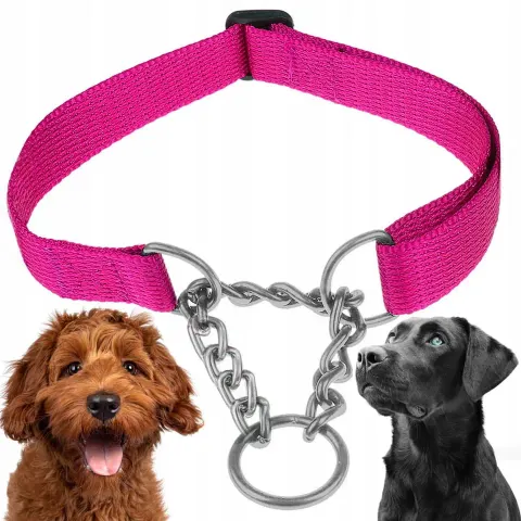 OBROŻA PÓŁZACISKOWA REGULOWANA DLA PSA MARTINGALE Z ŁAŃCUSZKIEM 50-70cm XL