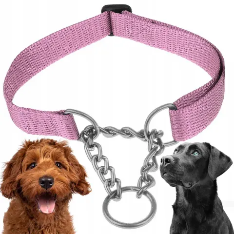 OBROŻA PÓŁZACISKOWA REGULOWANA DLA PSA MARTINGALE Z ŁAŃCUSZKIEM 30-45cm M