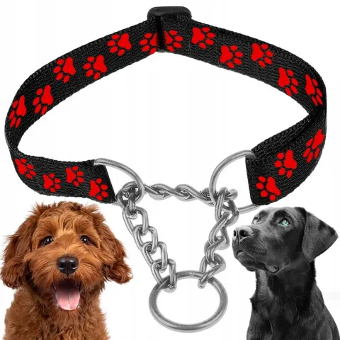 OBROŻA PÓŁZACISKOWA REGULOWANA DLA PSA MARTINGALE Z ŁAŃCUSZKIEM 30-45cm M