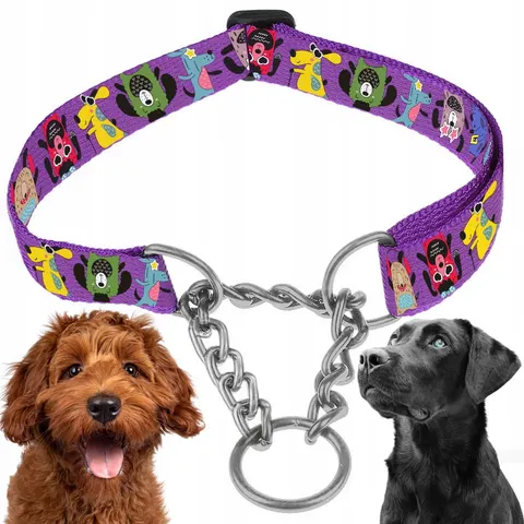 OBROŻA PÓŁZACISKOWA REGULOWANA DLA PSA MARTINGALE Z ŁAŃCUSZKIEM 30-45cm M