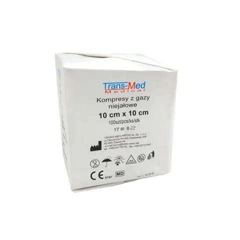 Kompres z gazy niejałowy 17N8W 10x10cm 100szt TransMed