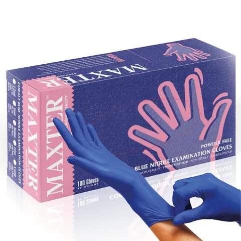 Rękawiczki Nitrylowe Bezpudrowe Niebieskie Cobalt Maxter 100 sztuk XL