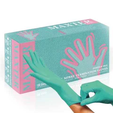 Rękawiczki Nitrylowe Zielone S Bezpudrowe Teal Maxter- 100 sztuk