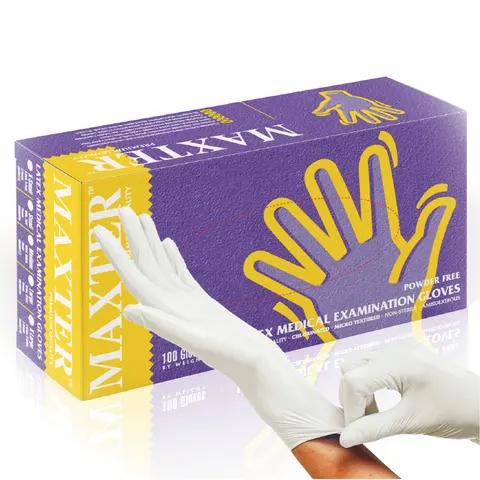 Rękawiczki Lateksowe Bezpudrowe Maxter - 100 sztuk M