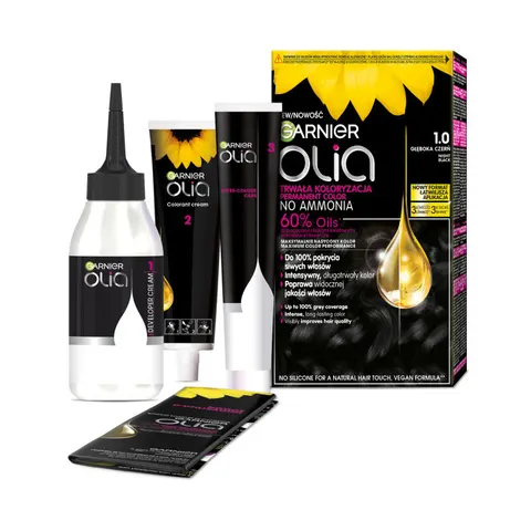 GARNIER OLIA Farba do włosów nr 1,0 GŁĘBOKA CZERŃ, 1 op