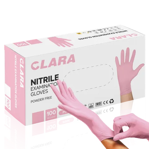 Rękawiczki Nitrylowe Bezpudrowe Różowe CLARA 100 sztuk XL