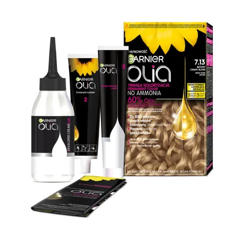 GARNIER OLIA Farba do włosów nr 7,13 BEŻOWY CIEMNY BLOND, 1 op