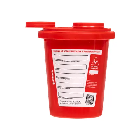 Pojemnik Na Odpady Czerwony z Absorberem Cieczy - 1L Emka
