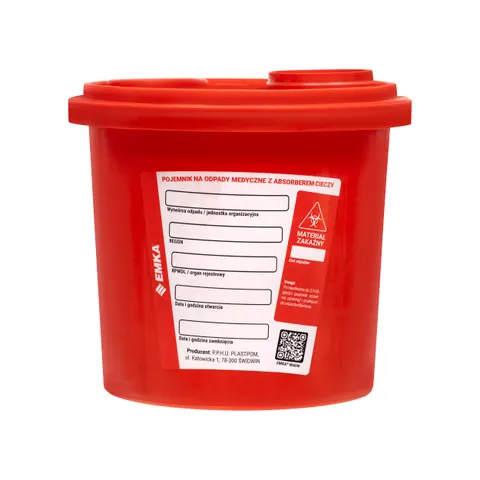 Pojemnik Na Odpady Czerwony z Absorberem Cieczy - 2L Emka