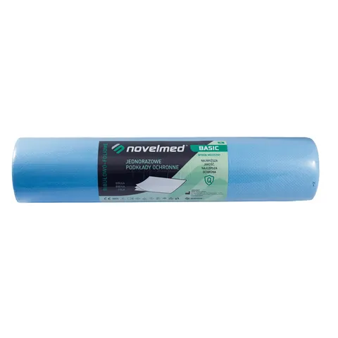 Podkład ochronny 50cmx50cmx40m 3W 2bibuła+1folia niebieski BASIC Novelmed PE REF: NB33
