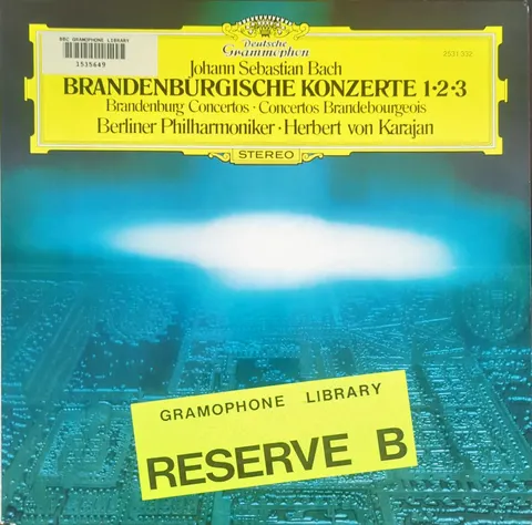 Herbert von Karajan: Brandenburgische Konzerte 1:2:3 LP 2531332a Deutsche Grammophon EX