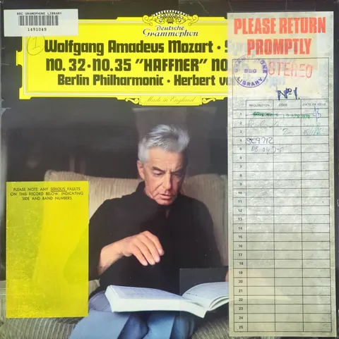 Herbert von Karajan: Symphonien Nos. 35, 32 & 36 LP 2531136a Deutsche Grammophon EX