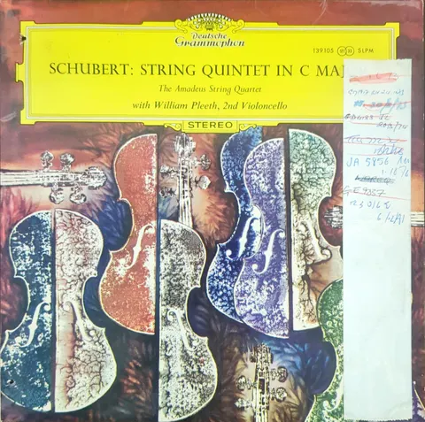 The Amadeus String Quartet: String Quintet in C Major, D. 956 (Op. 163) LP 139105b Deutsche Grammophon EX