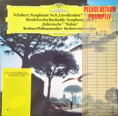 Herbert von Karajan: Schubert: Symphonie No. 8, Unvollendete LP 2531291a Deutsche Grammophon EX