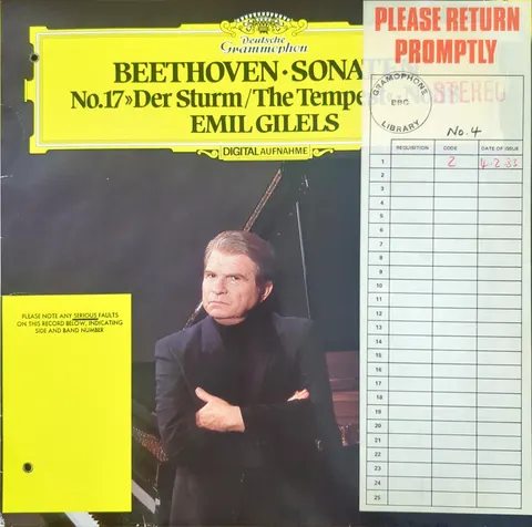 Emil Gilels: Sonata No. 17 Der Sturm LP 2532061a Deutsche Grammophon EX