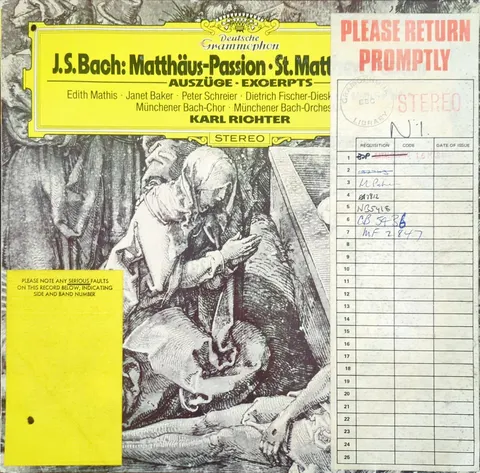 Karl Richter: Matthäus-Passion LP 2531317a Deutsche Grammophon EX