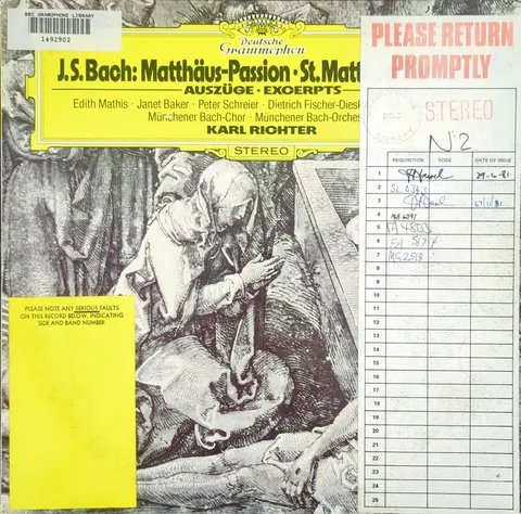 Karl Richter: Matthäus-Passion LP 2531317b Deutsche Grammophon EX