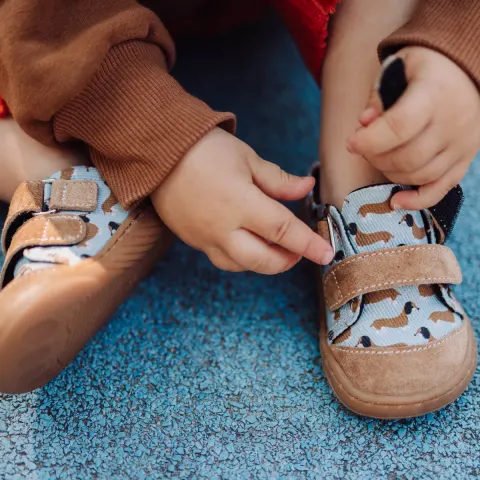 Kapcie barefoot dziecięce Hot Doggy Jamniki na rzep TITOT