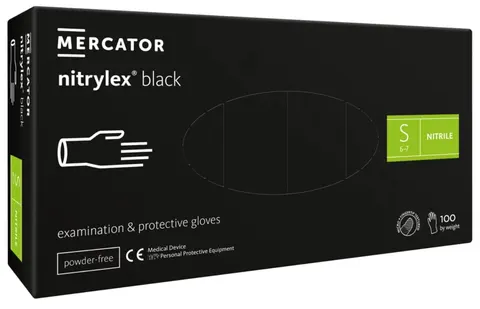 MERCATOR nitrylex rękawice nitrylowe czarne rozm. S (6-7) 100 sztuk