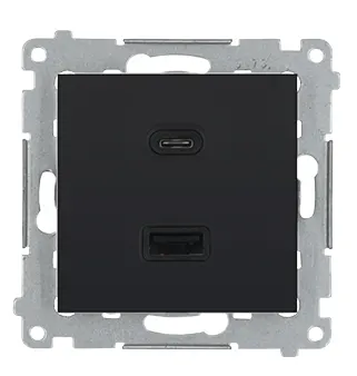 SIMON 54 Ładowarka USB C+A 30W 230V, moduł, czarny; DEC2CAQ.01/49 KONTAKT-SIMON