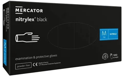MERCATOR nitrylex rękawice nitrylowe czarne rozm. M (7-8) 100 sztuk
