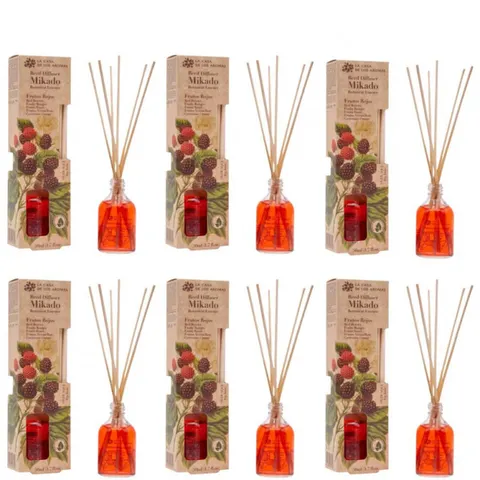 LA CASA DE LOS AROMAS BOTANIC Patyczki zapachowe CZERWONE OWOCE 50 ml, pakiet 6 opakowań