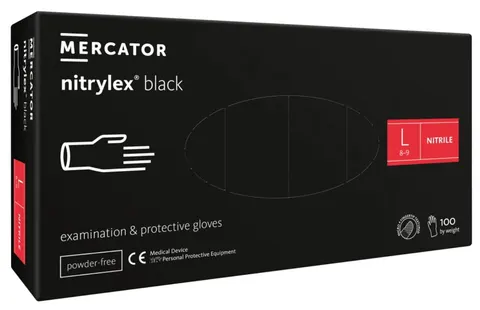 MERCATOR nitrylex rękawice nitrylowe czarne rozm. L (8-9) 100 sztuk