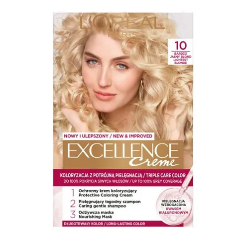 LOREAL PARIS EXCELLENCE CREME Farba do włosów 10 Bardzo jasny blond