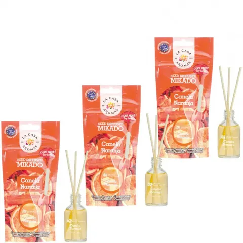 LA CASA DE LOS AROMAS Patyczki zapachowe CYNAMON-POMARAŃCZA 30 ml, pakiet 3 opakowań