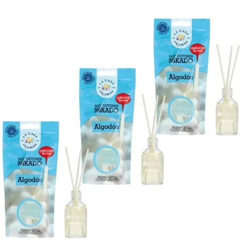 LA CASA DE LOS AROMAS Patyczki zapachowe BAWEŁNA 30 ml, pakiet 3 opakowań