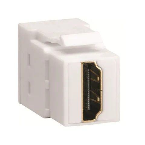 Moduł KEYSTONE gniazdo HDMI, przelotowe, wtyk prosty 180°, biały