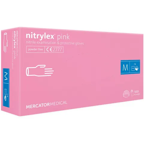 MERCATOR nitrylex PINK rękawice nitrylowe różowe "M" 100 sztuk