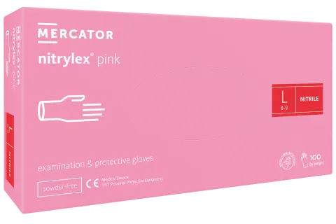 MERCATOR nitrylex PINK rękawice nitrylowe różowe "L" 100 sztuk