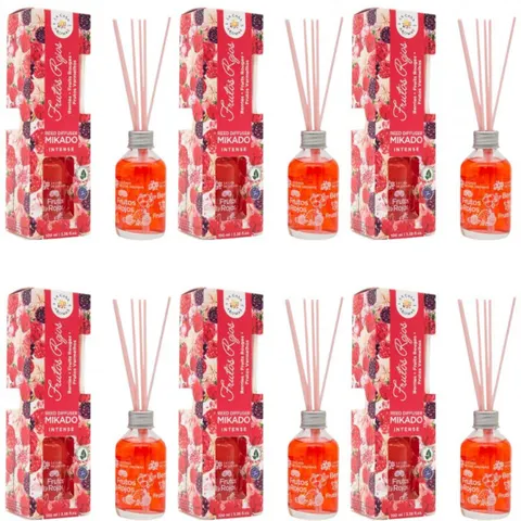 LA CASA DE LOS AROMAS INTENSO Patyczki zapachowe CZERWONE OWOCE 100 ml, pakiet 6 opakowań
