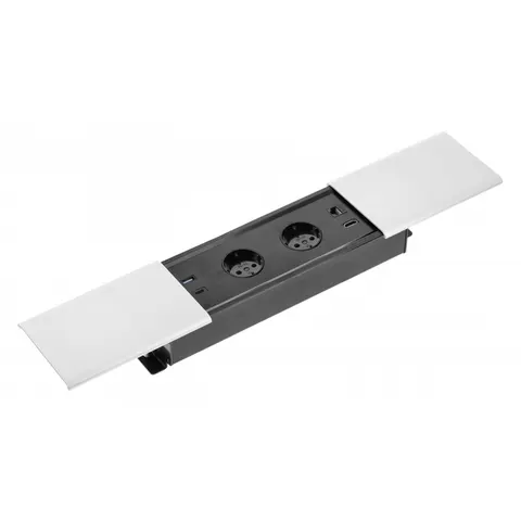 Przedłużacz biurkowy wpuszczany PRESTINO, 2x gniazdo schuko, USB A+C, RJ45, HDMI, kabel 1.5m, biały