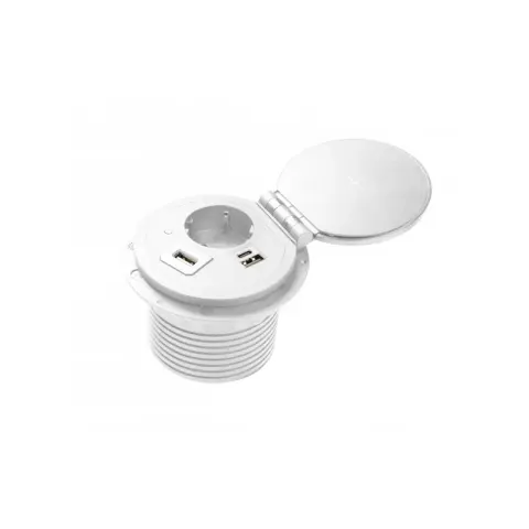 Przedłużacz biur wpuszcz CHARGER PLUS,1 gn schuko,USB A+C,wymien USB-A,HDMI,RJ45,przewód 1,5m,biały