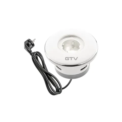 Gniazdo meblowe wpuszczane z przesłoną Shutter, 1 gniazdo schuko, 1,5m, białe