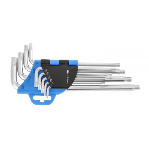 Klucze tamper torx CrV, długie 9 szt.