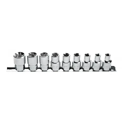 Zestaw nasadek Torx 9 szt., 1/2" rozm. E10-E24, CrV