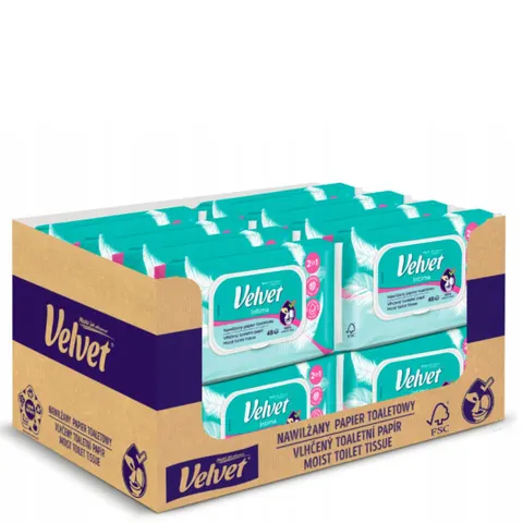 VELVET Papier toaletowy NAWILŻANY INTIMA, pakiet 16 x 48 szt